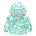 thumbnail image 1 of Curuila Toddler Boys Coat Cartoon Print Long Sleeve Windproof Autumn Zipper Hooded Lightweight Mid-Length Jacket Light Blue Size 5-6 Years, 1 of 8