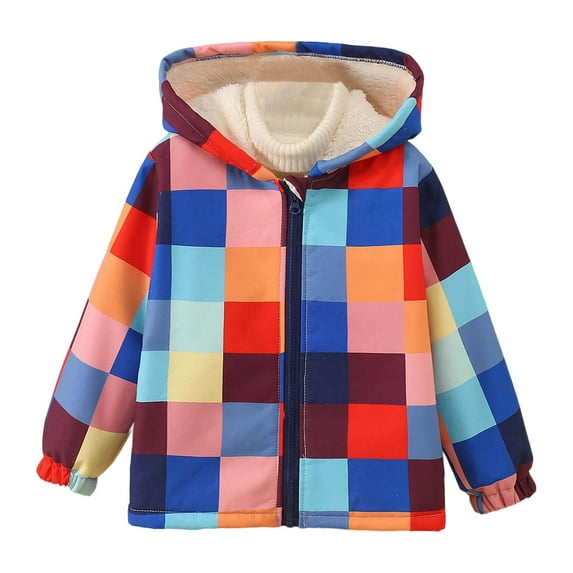 Curuila Toddler Boys Girls Coat Winter Print Long Sleeve Hooded Jacket Thicken Windproof Zipper Warm Mid-Length Outwear Black Size 2-3 Years