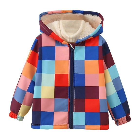 Curuila Toddler Boys Girls Coat Winter Print Long Sleeve Hooded Jacket Thicken Windproof Zipper Warm Mid-Length Outwear Black Size 2-3 Years