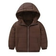 thumbnail image 1 of Curuila Toddler Boys Girls Coat Winter Solid Long Sleeve Hooded Jacket Thicken Windproof Zipper Warm Mid-Length Outwear Brown Size 1-2 Years, 1 of 3