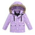 thumbnail image 1 of Curuila Toddler Boys Girls Coat Winter Stars Print Long Sleeve Hooded Jacket With Pocket Thicken Windproof Zipper Warm Mid-Length Outwear Purple Size 2-3 Years, 1 of 7