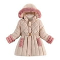 thumbnail image 1 of Curuila Toddler Boys Girls Coats Long Sleeve Autumn Winter Solid Color Casual Jacket With Zipper Hooded Outwear Thicken Long Clothes Beige Size 4-5 Years, 1 of 4