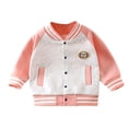 thumbnail image 1 of Curuila Toddler Boys Girls Coats Long Sleeve Button Outwear Lightweight Mid-Length Jacket Patchwork Baseball Clothes Pink Size 2-3 Years, 1 of 3