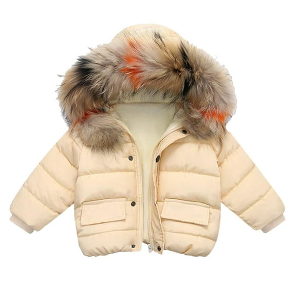 Curuila Toddler Boys Girls Coats Long Sleeve Solid Zipper Hooded Jacket Mid-Length Outwear Beige Size 3-4 Years