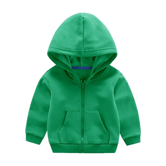 Curuila Toddler Boys Girls Coats Long Sleeve Solid Zipper Hooded Jacket Mid-Length Outwear Green Size 12-18 Months