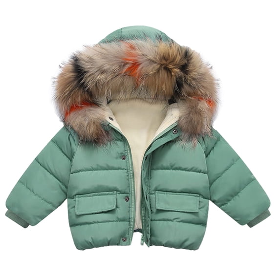 Curuila Toddler Boys Girls Coats Long Sleeve Solid Zipper Hooded Jacket Mid-Length Outwear Green Size 6-12 Months
