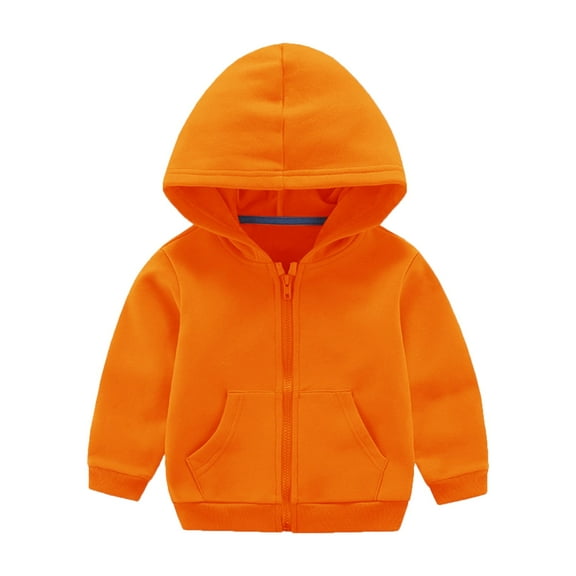 Curuila Toddler Boys Girls Coats Long Sleeve Solid Zipper Hooded Jacket Mid-Length Outwear Orange Size 3-4 Years