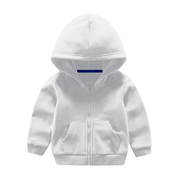 Curuila Toddler Boys Girls Coats Long Sleeve Solid Zipper Hooded Jacket Mid-Length Outwear White Size 4-5 Years