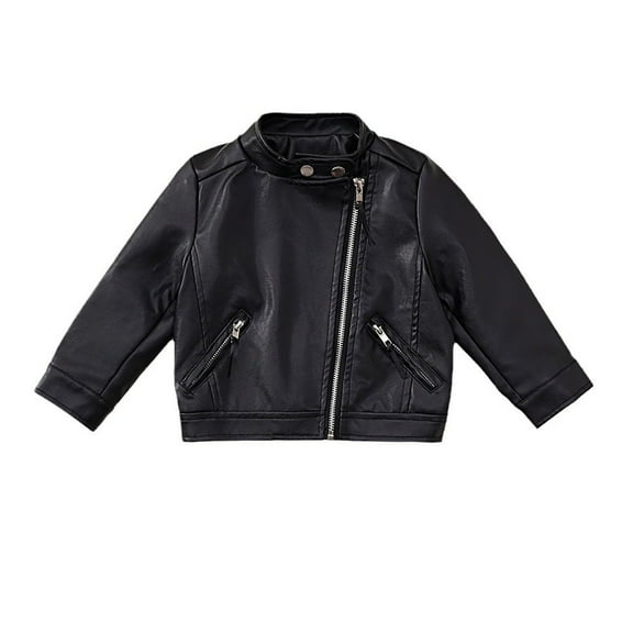 Curuila Toddler Boys Girls Coats Long Sleeve Solid Zipper Jacket Lightweight Short Outwear Black Size 2-3 Years