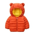 thumbnail image 1 of Curuila Toddler Boys Girls Coats Winter Warm Solid Long Sleeve Hooded Jacket Mid-Length Outwear With Zipper Orange Size 18-24 Months, 1 of 9