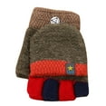 thumbnail image 1 of Curuila Toddler Boys Girls Gloves Convertible Flip Top Patchwork Color Winter Warm Knit Thickened Half Finger Mitten Brown Size 3-12 Years, 1 of 5