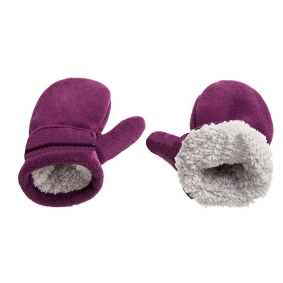Curuila Toddler Boys Girls Gloves Fashion Windproof Solid Color Winter Warm Soft Thickened Comfortable Mitten For Outdoor Purple Size 1-2 Years