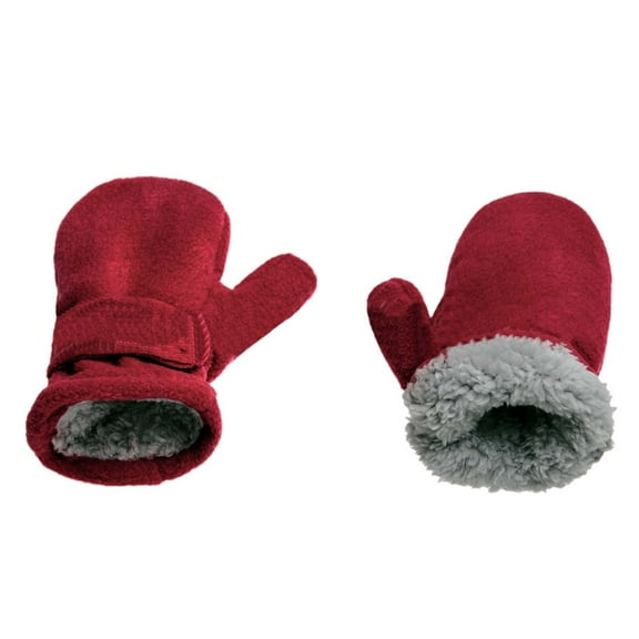 Curuila Toddler Boys Girls Gloves Fashion Windproof Solid Color Winter Warm Soft Thickened Comfortable Mitten For Outdoor Red Size 1-2 Years