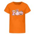thumbnail image 1 of Curuila Toddler Boys Girls Halloween T-Shirts Short Sleeve Hallowmas Ghost Print Crew Neck T Shirts For Boys Party Soft Tops Orange Size 7-8 Years, 1 of 4