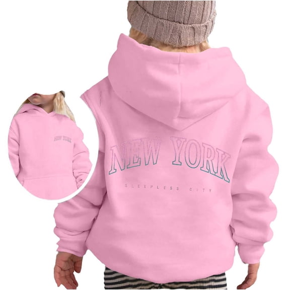 Curuila Toddler Boys Girls Hoodies Letter Print Long Sleeve Crew Neck Comfortable Soft Pullover With Pocket Autumn Winter Sweatshirt Pink Size 2-3 Years