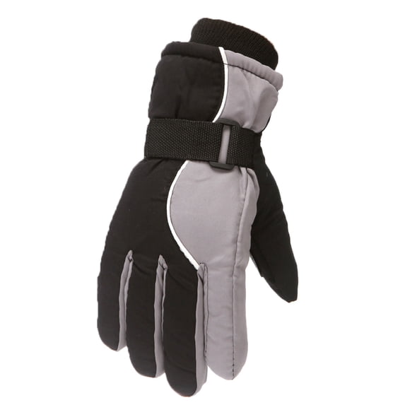 Curuila Toddler Boys Girls Mittens Winter Thick Patchwork Color Windproof Waterproof Fashion Skiing Soft Warmth Gloves Gray Size 5-10 Years