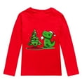 thumbnail image 1 of Curuila Toddler Boys Girls Shirt Christmas Cartoon Dinosaur Prints Long Sleeve Crew Neck T Shirt Fashion Autumn Tops Size 2-3 Years Red, 1 of 4