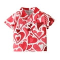 thumbnail image 1 of Curuila Toddler Boys Girls T Shirt Valentine'S Day Short Sleeve Lapel Heart Prints Kids Tops With Pocket Red Size 18-24 Months, 1 of 7