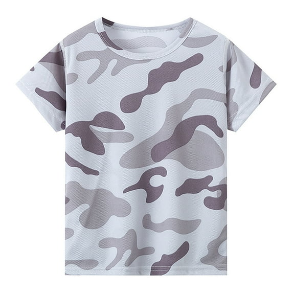 Curuila Toddler Boys Girls Tops Camouflage Short Sleeve Crew Neck T Shirts Summer Casual Tee Clothes Gray Size 3-4 Years