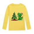 thumbnail image 1 of Curuila Toddler Boys Girls Tops Long Sleeve Christmas Cartoon Dinosaur Prints Crew Neck Autumn T Shirt Yellow Size 4-5 Years, 1 of 4