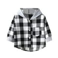 thumbnail image 1 of Curuila Toddler Boys Shirts Long Sleeve Plaid Winter Hooded Tops Coat Outwear For Babys Clothes Black Size 2-3 Years, 1 of 5
