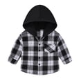 thumbnail image 1 of Curuila Toddler Boys T Shirt Long Sleeve Casual Plaid Prints Gentleman Hooded V-Neck Tops For Boys Girls White Size 4-5 Years, 1 of 6