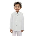 thumbnail image 1 of Curuila Toddler Boys Tops Long Sleeve Solid Button Down Casual Dress Lapel Shirts White Size 3-4 Years, 1 of 4