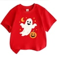 thumbnail image 1 of Curuila Toddler Child Boys Girls Halloween Tshirt Short Sleeve Hallowmas Ghost Print Crew Neck T Shirts For Boys Party Comfort Tops Pink2 Size 3-4 Years, 1 of 4