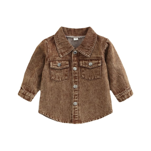Curuila Toddler Child Boys Jacket With Pocket Long Sleeve Solid Color Lapel Button Down Cardigan For Boys Spring Autumn Casual Tops Brown Size 2-3 Years