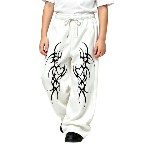 Curuila Toddler Child Boys Sweatpants Elastic Waist Drawstring Graphic Print Wide Leg Pants For Boys Everyday Wear Fashion Joggers Trousers Size 4-5 Years