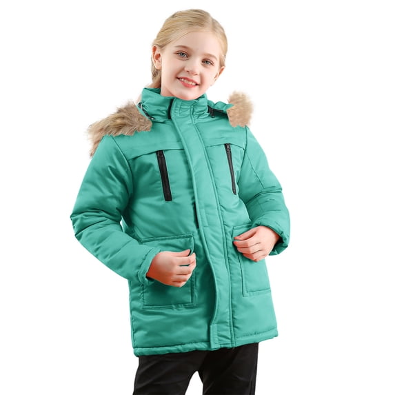 Curuila Toddler Child Girls Coat Long Sleeve Solid Color Hooded Jacket For Girls Winter Warm Casual Outerwear Size 9-10 Years