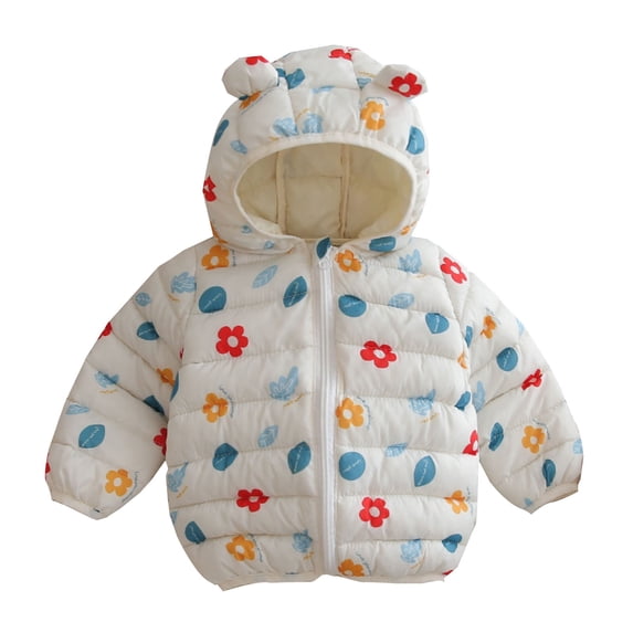 Curuila Toddler Child Girls Coat With Zipper Long Sleeve Cartoon Print Hooded With Ears Jacket For Girls Lightweight Comfort Outerwear Size 6-12 Months