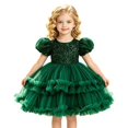 thumbnail image 1 of Curuila Toddler Child Girls Dress Short Sleeve Solid Color Mesh Crew Neck Soft Casual Dresses Size 6 Years, 1 of 9