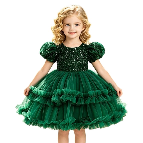 Curuila Toddler Child Girls Dress Short Sleeve Solid Color Mesh Crew Neck Soft Casual Dresses Size 6 Years