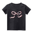 thumbnail image 1 of Curuila Toddler Child Girls T Shirt Summer Short Sleeved Crew Neck Bow Print Relaxed Fit Fashion Casual Tops Black Size 2-3 Years, 1 of 5