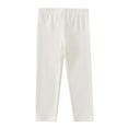 thumbnail image 1 of Curuila Toddler Girls Autumn Pants Solid Color Elastic Waist Slim Fit Comfortable Soft Warm Leggings Size 4-5 Years White, 1 of 3