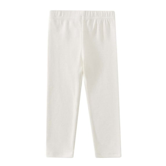 Curuila Toddler Girls Autumn Pants Solid Color Elastic Waist Slim Fit Comfortable Soft Warm Leggings Size 4-5 Years White