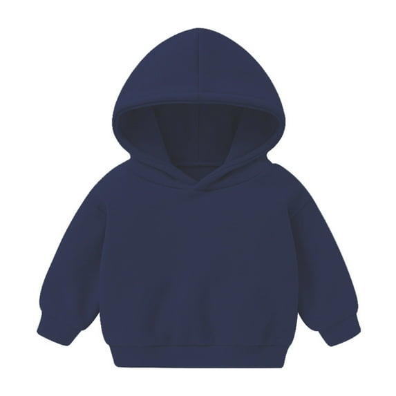 Curuila Toddler Girls Boys Hoodies Solid Color Long Sleeve Crew Neck Soft Pullover Comfortable Autumn Winter Sweatshirt Blue Size 5-6 Years