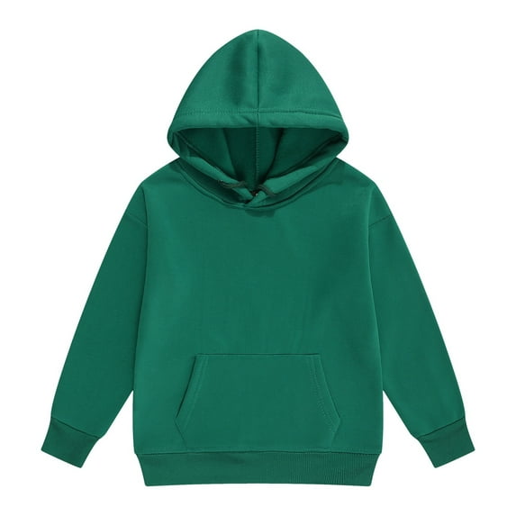 Curuila Toddler Girls Boys Hoodies Solid Color Long Sleeve Crew Neck Soft Pullover With Pocket Comfortable Autumn Winter Sweatshirt Green Size 4-5 Years