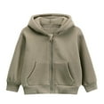 thumbnail image 1 of Curuila Toddler Girls Boys Hoodies Solid Color Long Sleeve Zipper Pullover With Pocket Comfort Autumn Winter Sweatshirt Beige Size 3-4 Years, 1 of 3