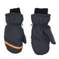 thumbnail image 1 of Curuila Toddler Girls Boys Mittens Winter Waterproof Geometric Print Thickened Comfortable Ski Warm Gloves For Outdoor Gray Size 8-12 Years, 1 of 2