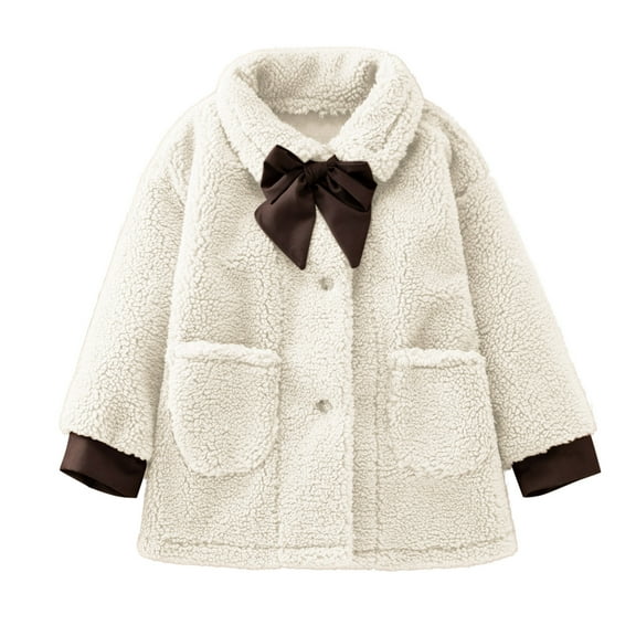 Curuila Toddler Girls Boys Outerwear Thick Warm Windproof Long Sleeve Solid Long Coat With Button Pocket Beige Size 3-4 Years