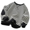 thumbnail image 1 of Curuila Toddler Girls Boys Pullover Crew Neck Long Sleeve Striped Print Loose Sweatshirt Fashion Autumn Winter Tops Black Size 3-4 Years, 1 of 3