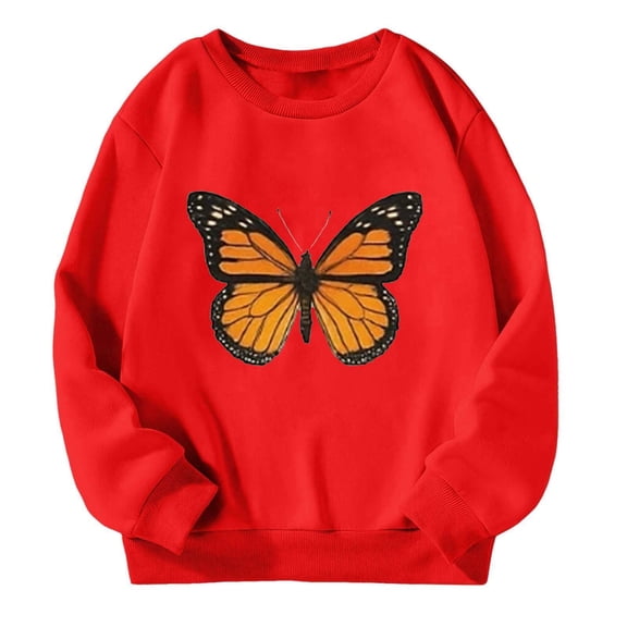 Curuila Toddler Girls Boys Pullover Long Sleeve Crew Neck Cartoon Print Loose Fit Sweatshirt Comfortable Soft Spring Autumn Tops Watermelon Red Size 3-4 Years