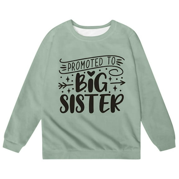 Curuila Toddler Girls Boys Pullover Long Sleeve Letter Print Crew Neck Sweatshirt Comfort Casual Autumn Winter Tops Light Green Size 9-10 Years