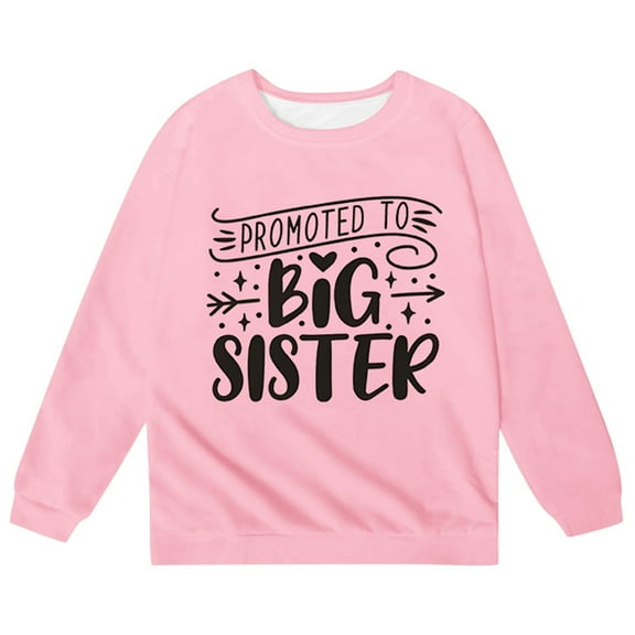Curuila Toddler Girls Boys Pullover Long Sleeve Letter Print Crew Neck Sweatshirt Comfort Casual Autumn Winter Tops Light Pink Size 13-14 Years