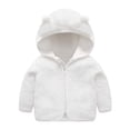 thumbnail image 1 of Curuila Toddler Girls Coat Fleece Long Sleeve Solid Color Hooded Jacket For Girls Winter Warm Casual Outerwear Size 6-12 Months, 1 of 3