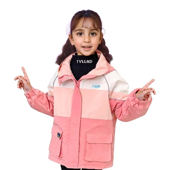 Curuila Toddler Girls Coat With Zipper Long Sleeve Color Block Hooded Jacket For Girls Winter Warm Comfortable Outerwear Size 4-5 Years