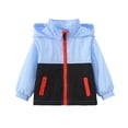 thumbnail image 1 of Curuila Toddler Girls Jacket Long Sleeve Color Block Hooded Coat For Girls Lightweight Soft Outerwear Size 12-18 Months, 1 of 8