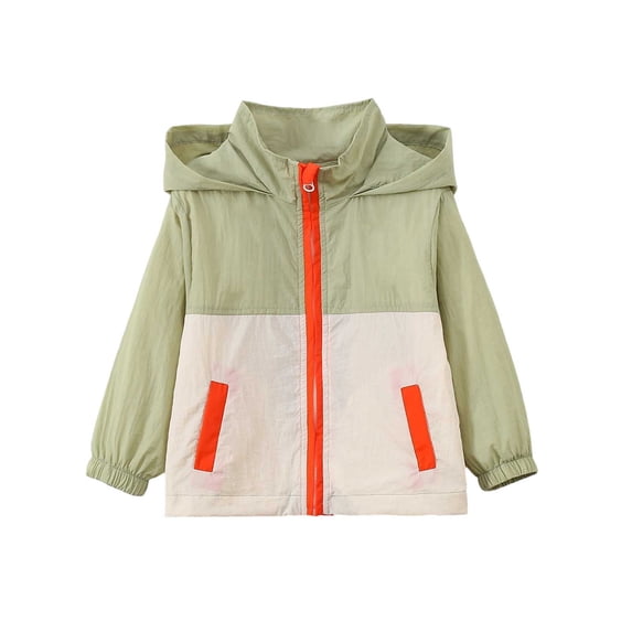 Curuila Toddler Girls Jacket Long Sleeve Color Block Hooded Coat For Girls Lightweight Soft Outerwear Size 18-24 Months